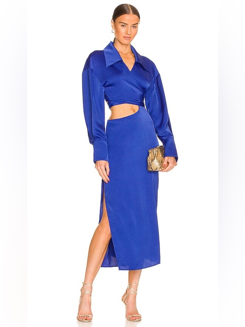 *RONNY KOBO* Royal Blue Long Sleeve Wrap Ranell Stretch Dress NWT Size Small